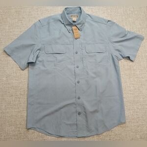 Duluth Trading SS Size Medium Action Blue Quick Dry Dress/Outdoor Shirt‎